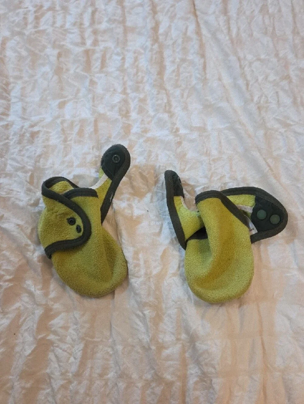 Patagonia Lime Green Fleece Baby Footies with Dark Trim